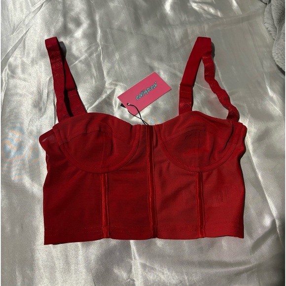 Edikted Teagen Mesh Corset Top red XS - Picture 4 of 7
